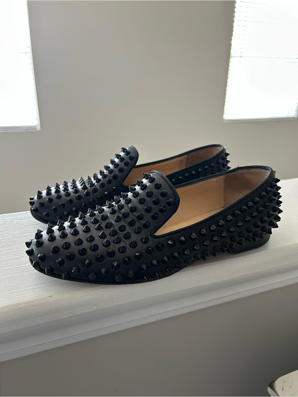 Women’s Christian Louboutin studded black loafers - Size 37.5